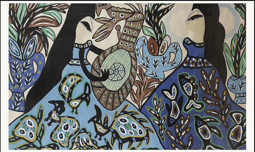 ‘Musique’ (1974) by Algerian artist Baya Mahieddine; it has been showcased in the IMA exhibit titled ‘Algérie mon amour’.